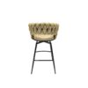 Technical Leather Woven Bar Stool (Set of 2), 360 Swivel Bar Stools With Back And Footrest - Light Brown - Image 10