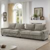 Modern 4 Seater Corduroy Sofa Couch With USB Ports, Hidden Storage Arms, And Flip Top Cup Holders - Brown - Brown - Image 5