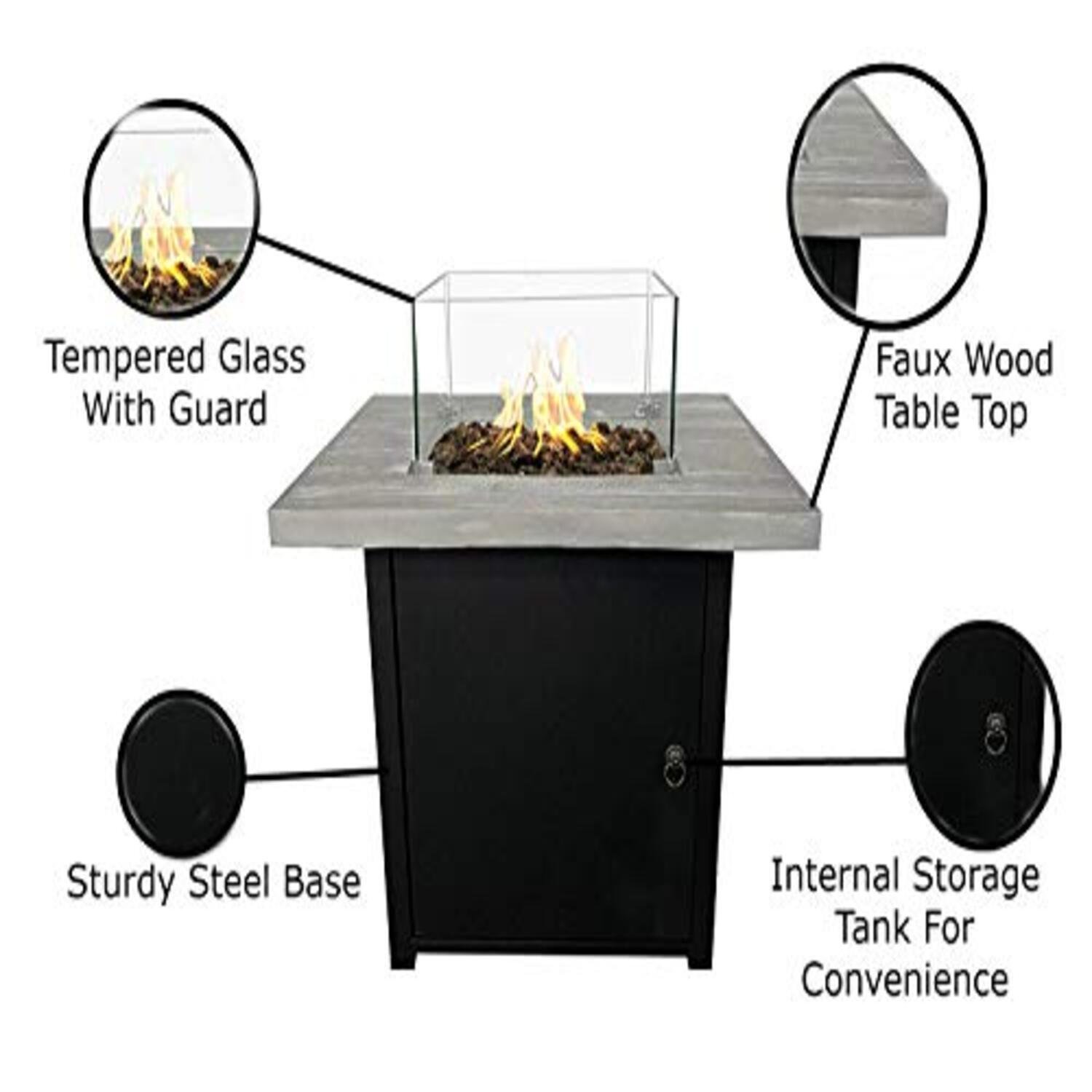 Reinforced - Propane Fire Pit Table - Black / Gray - Image 2