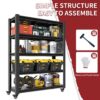 Heavy Duty Metal Shelving Unit With Pegboard And Wheels For Versatile Storage - Black - Image 12