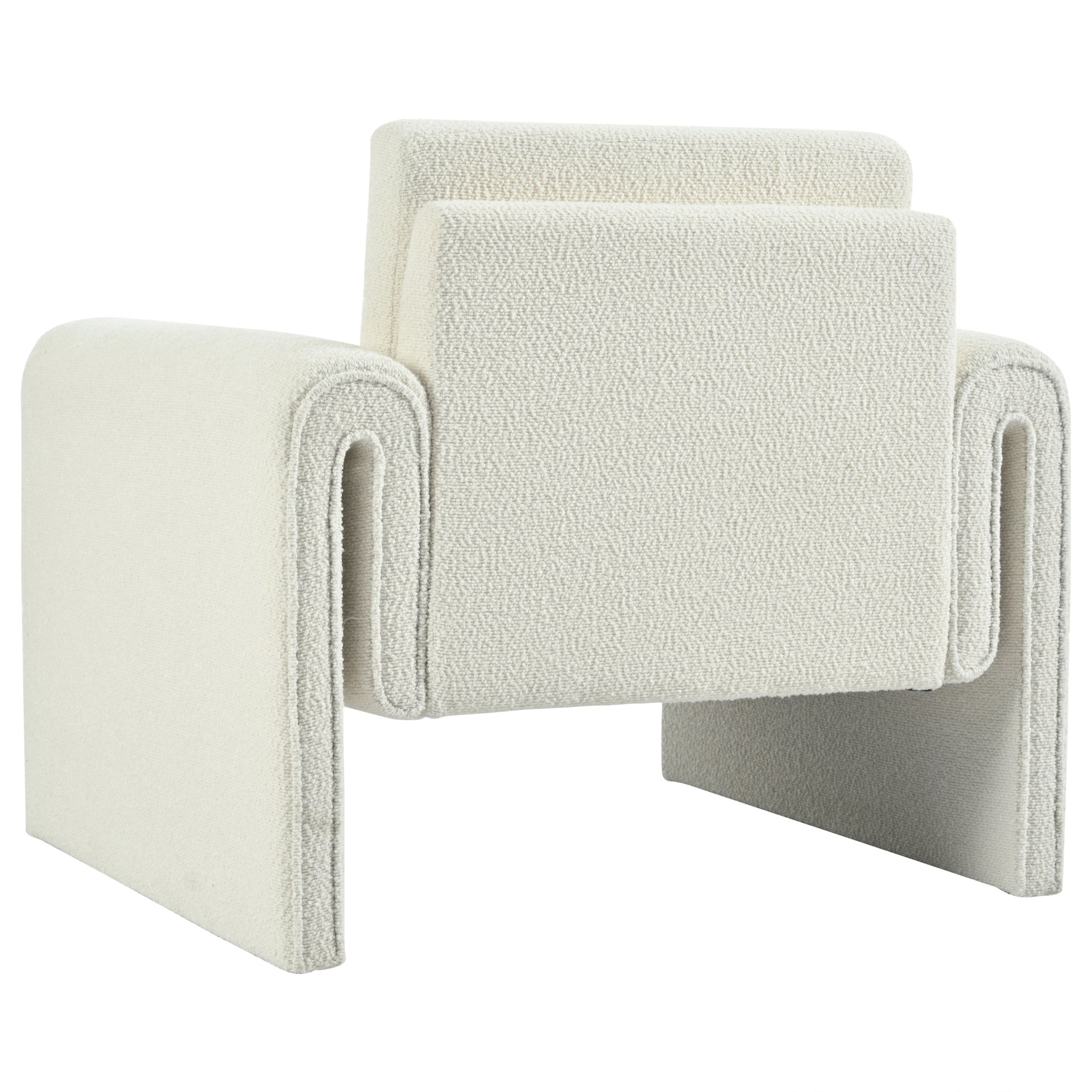 Modern Boucle Upholstered Accent Chair Luxurious Comfort & Sturdy Support, Solid Wood Frame - Ivory - Image 10