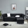 Reversible Sectional Sofa 4 Seater Oversized Convertible L Shaped Couch Velvet Sofa Couch - Black - Image 5