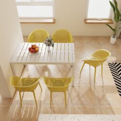 2 Piece Durable Single Chair With Mesh Hollow Out Design -Yellowish Brown