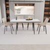 Modern Extendable Dining Table And Chair Set With Top And Metal Base, Table And Chairs For 2 - 6 People - Beige / White - Image 2
