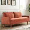 Sofa, European Style With Sleek Design, Modern & Vintage Flair, Upholstered 3 Seater Couch - Red Orange - Image 6
