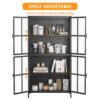 Premium Metal Storage Cabinet With Tempered Glass Doors, Adjustable Shelves, And Anti Tipping Device - Black - Image 5