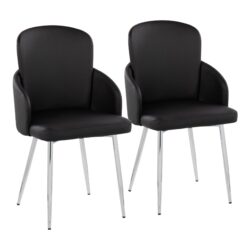Dahlia - Contemporary Dining Chair (Set of 2) - Chrome / Black