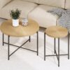 Coffee And End Table Set Waterproof Cover, Distressed Cylindrical Design, Legs Classic Rustic Charm (Set of 2) - Oak Natural Wood / Antique White - Image 4