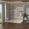 12" Wall Mounted Square Shower System With Waterfall Tub Spout And Rough In Valve - Brushed Nickel - Image 4