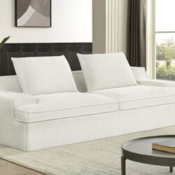 Nimbus - Oversized Full Foam 4 Seater Couch For Living Room Upholstered In Soft Corduroy, Wide Armrests - Ivory