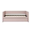 Modern Style Twin Size Upholstered Daybed With Trundle For Guest Room, Small Bedroom, Study Room - Pink - Image 8