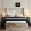 Shelton - Upholstered Flip Top Storage Bench - Ivory / Light Gray / Camel Oak - Image 7