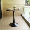 Mid Century Modern Walnut Round Dining Table With Top & Pedestal Base - Walnut / Black - Image 6