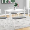 5 Pieces Dining Set, Rectangular, Small, Contemporary & Modern - White - Image 3