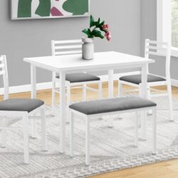 5 Pieces Dining Set, Rectangular, Small, Contemporary & Modern - White