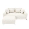 Plush Corduroy 4 Seat Sofa, Modern Comfy Upholstered Sofa Cloud Couch, Deep Seat Couches With Soft Pillows And Movable Ottoman, Convertible Sofa Lounge Chair, For Living Room, Apartment, Office - Beige - Image 17