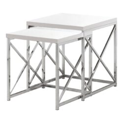 Accent Nesting Table For Living Room (Set of 2) - White