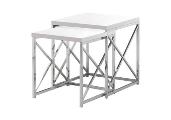 Accent Nesting Table For Living Room (Set of 2) - White