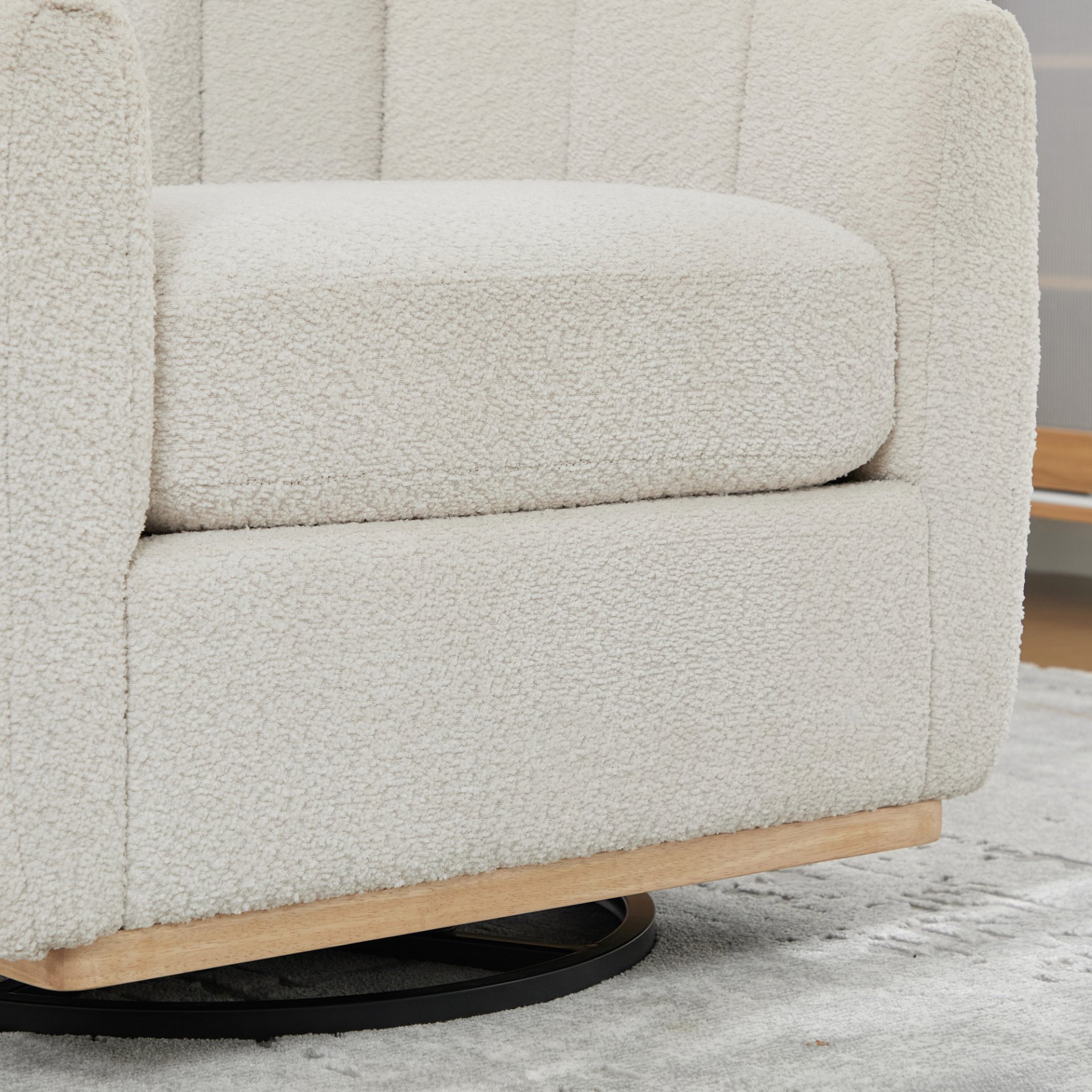 360° Swivel Pumpkin Shape Club Armchair - Ivory - Image 13