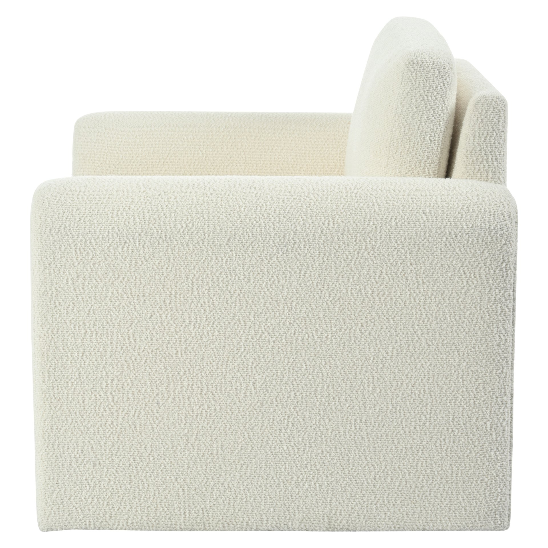 Modern Boucle Upholstered Accent Chair Luxurious Comfort & Sturdy Support, Solid Wood Frame - Ivory - Image 11