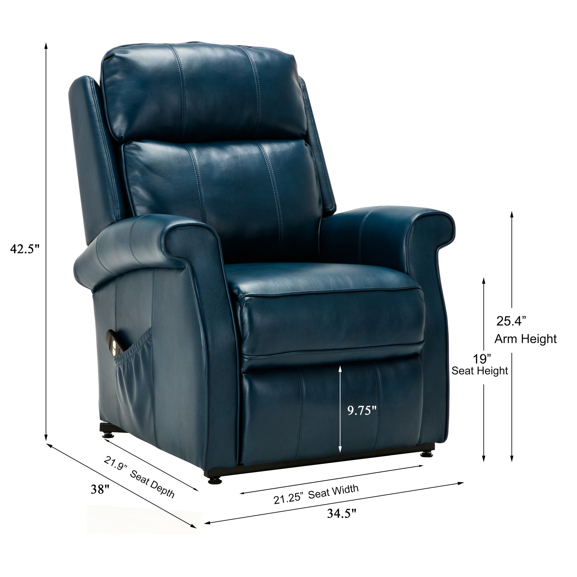Landis - Lift Chair With All Electric Recline Functionality - Navy Blue - Image 3