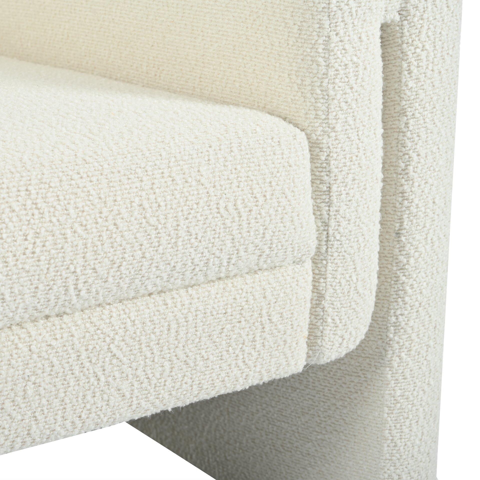 Modern Boucle Upholstered Accent Chair Luxurious Comfort & Sturdy Support, Solid Wood Frame - Ivory - Image 17