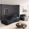 Oversized Modular Sectional Sofa Set With Removable Backrests And Soft Pillows, Deep Seat Couch & Sofa Bed For Living Room - Dark Gray - Image 5