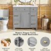 Bathroom Vanity With Sink, Soft Close Doors, Adjustable Shelves, 36" - Gray - Image 7
