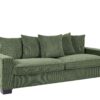 Luxe Corduroy Sofa With 5 Matching Toss Pillows, Sleek Design, Spacious And Comfortable 3 Seater Couch - Dark Green - Image 11