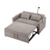 Convertible Sofa Bed Loveseat Sofa With Three USB Ports, Two Side Pockets, Two Cup Holders And 360° swivel Phone Holder For Living Room - Light Gray - Image 19