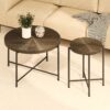 Coffee And End Table Set Waterproof Cover, Distressed Cylindrical Design, Legs Classic Rustic Charm (Set of 2) - Walnut Brown - Image 5