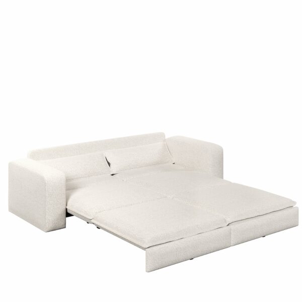 King Size Sleeper Sofa Bed, Pull Out Sofa Bed, 3 In 1 Convertible Sleeper Sofa, 3 Seat Couch With 2 Lumbar Pillows For Living Room - Beige