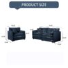 Modern Upholstered Chenille Cloud Loveseat Couch & Armchair Set With Pillows, Deep Seat - Blue - Image 3