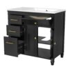 Modern Bathroom Vanity With Ceramic Sink, Freestanding, One Tip - Out Drawer, 3 Side Drawers, Adjustable Shelf - Beige - Image 13