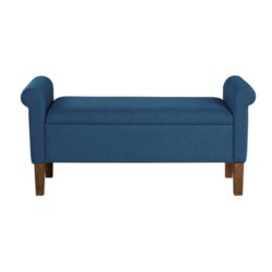 Upholstered Storage Bench With Rolled Armrests - Blue
