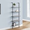 Bookshelf, Bookcase, Etagere, Ladder, 5 Tier, For Office, Contemporary & Modern - Gray - Image 12