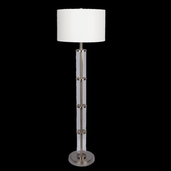 Nimbus - Floor Lamp With 3Way Rotary Switch Clear Body Base - Silver Gray / White
