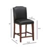 Blaire - Stationary Counter Stool With Nail Heads - Dark Brown - Image 3