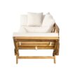 Outdoor Patio Daybed Sofa, 3 Seat Sofa With Foldable Arm 4 Back Pillows - Teak / Beige - Image 14