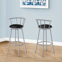 Swivel Stool Bar Height, Contemporary & Modern (Set of 2) - Silver