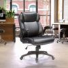 Modern Adjustable Office Chair Leather Upholstered Swivel Chair With Butterfly Mechanism Headrest - Gray - Image 2