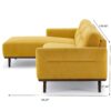 Ella - L Shaped Linen Left Sectional Couch - Yellow - Image 3