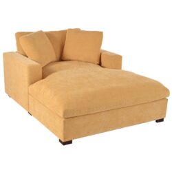 Oversized Chaise, Lounge Chair Classic Design, Soft Fabric, Durable Frame With Solid Wood Legs - Yellow