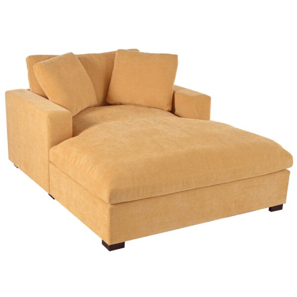 Oversized Chaise, Lounge Chair Classic Design, Soft Fabric, Durable Frame With Solid Wood Legs - Yellow