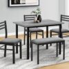 5 Pieces Dining Set, Rectangular, Small, Contemporary & Modern - Gray - Image 3