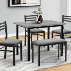 5 Pieces Dining Set, Rectangular, Small, Contemporary & Modern - Gray