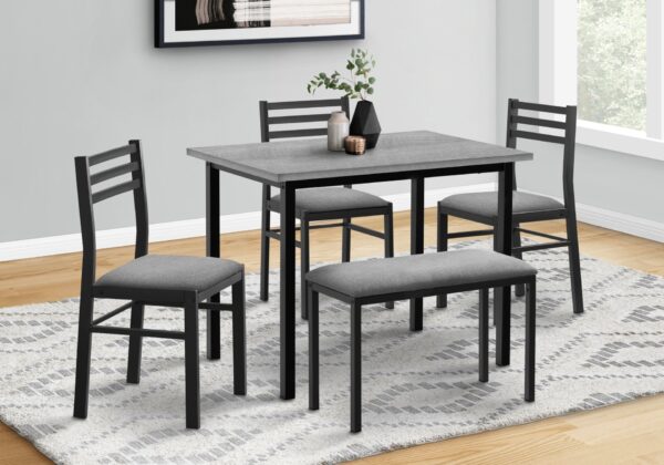 5 Pieces Dining Set, Rectangular, Small, Contemporary & Modern - Gray
