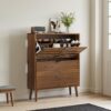 Medieval - Independent Shoe Cabinet With 2 Flip Drawers - Walnut - Image 2