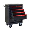 5 Drawer Multifunctional Tool Cart With Wheels, Metal Rolling Tool Cart Storage For Garage Workshop Warehouse Repair Shop With Stainless Steel Roof - Black / Red - Image 13