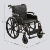 Manual Wheelchair With Double X Force Support Double Brakes 24" Non InflatableTires Lightweight Foldable Transport Wheelchair For All Terrains 350Lbs Capacity Color - Black / Gray - Image 3